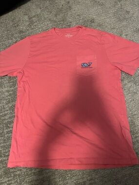 Vineyard Vines Coral Pocket Tee with Whale Logo